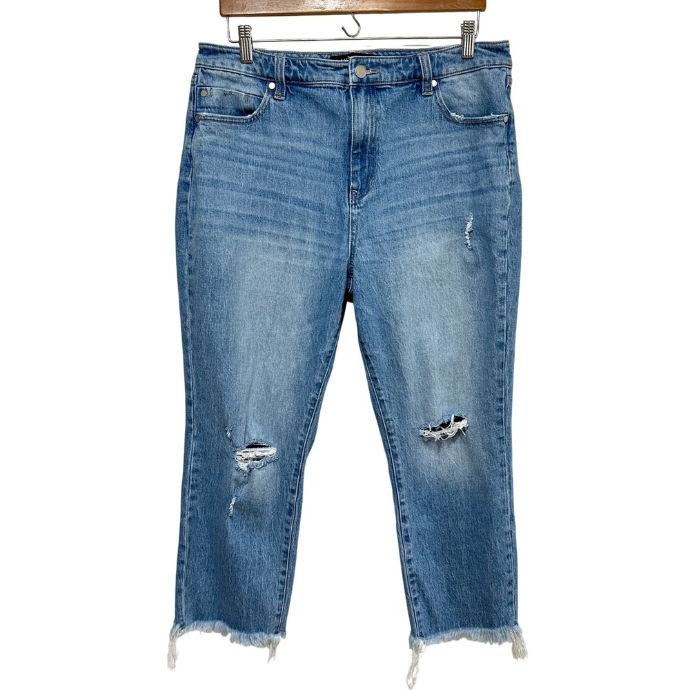 Liverpool‎ Distressed Crop Jeans Womens 12/31 Blue Denim High Rise Striaght